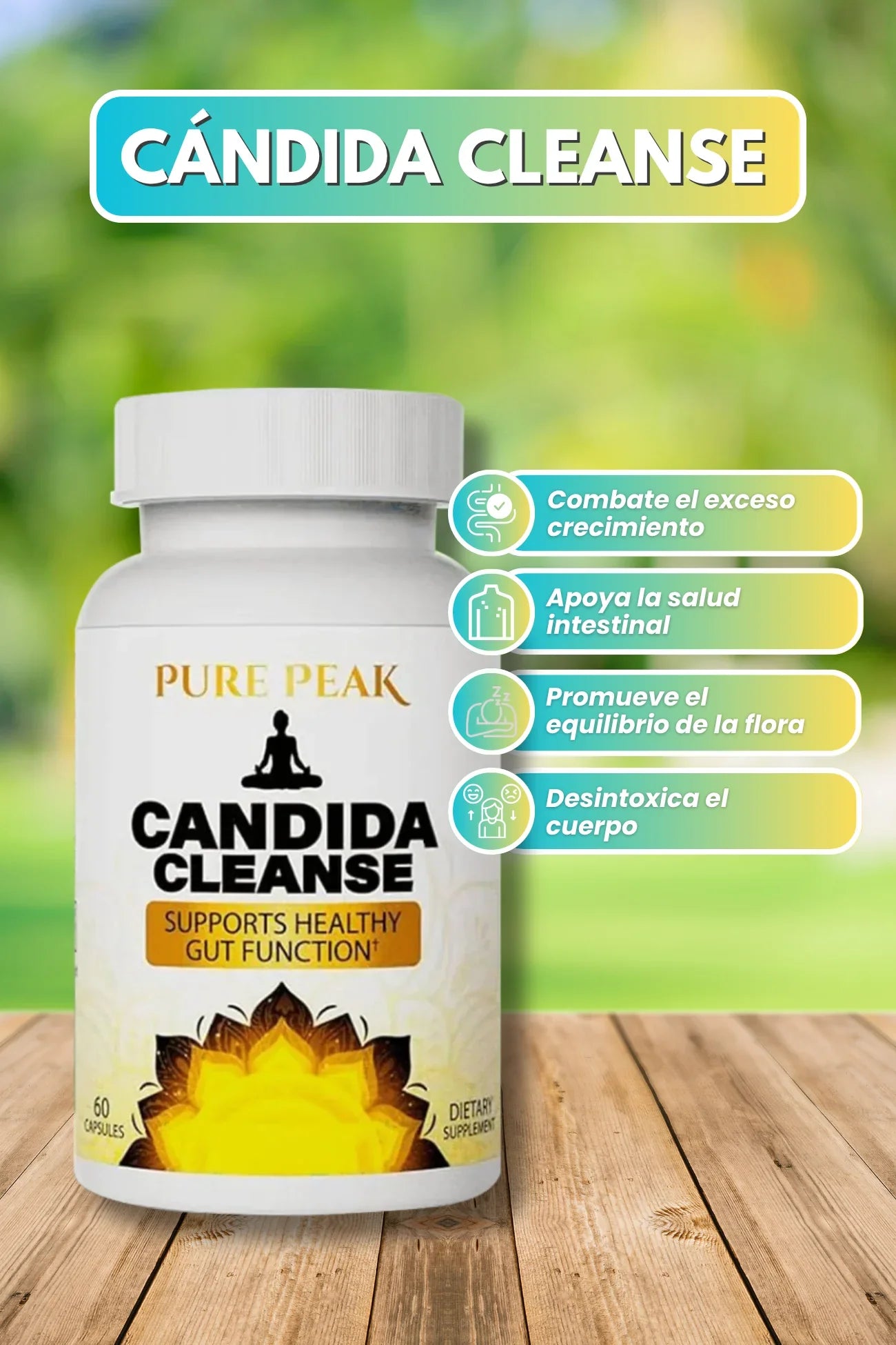 CANDIDA CLEANSE SUPLEMENTO INTESTINAL 60 CÁPSULAS